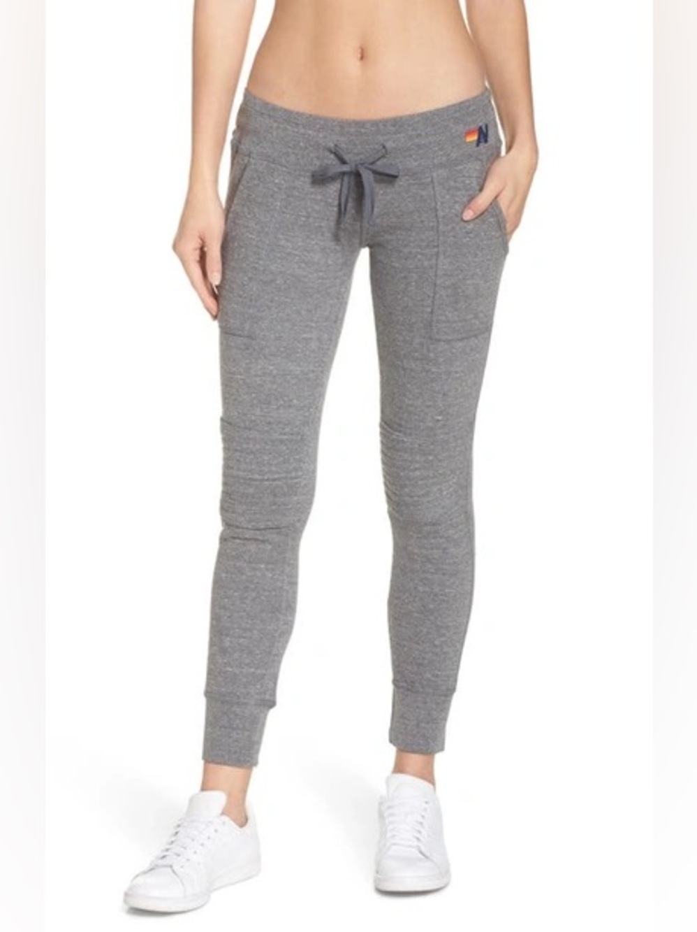 Aviator Nation Moto Sweatpants - Heather Grey Slim Fit Joggers